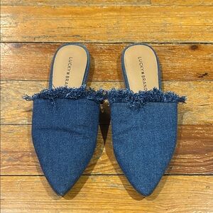 Lucky Brand Women's Denim Frayed Mules